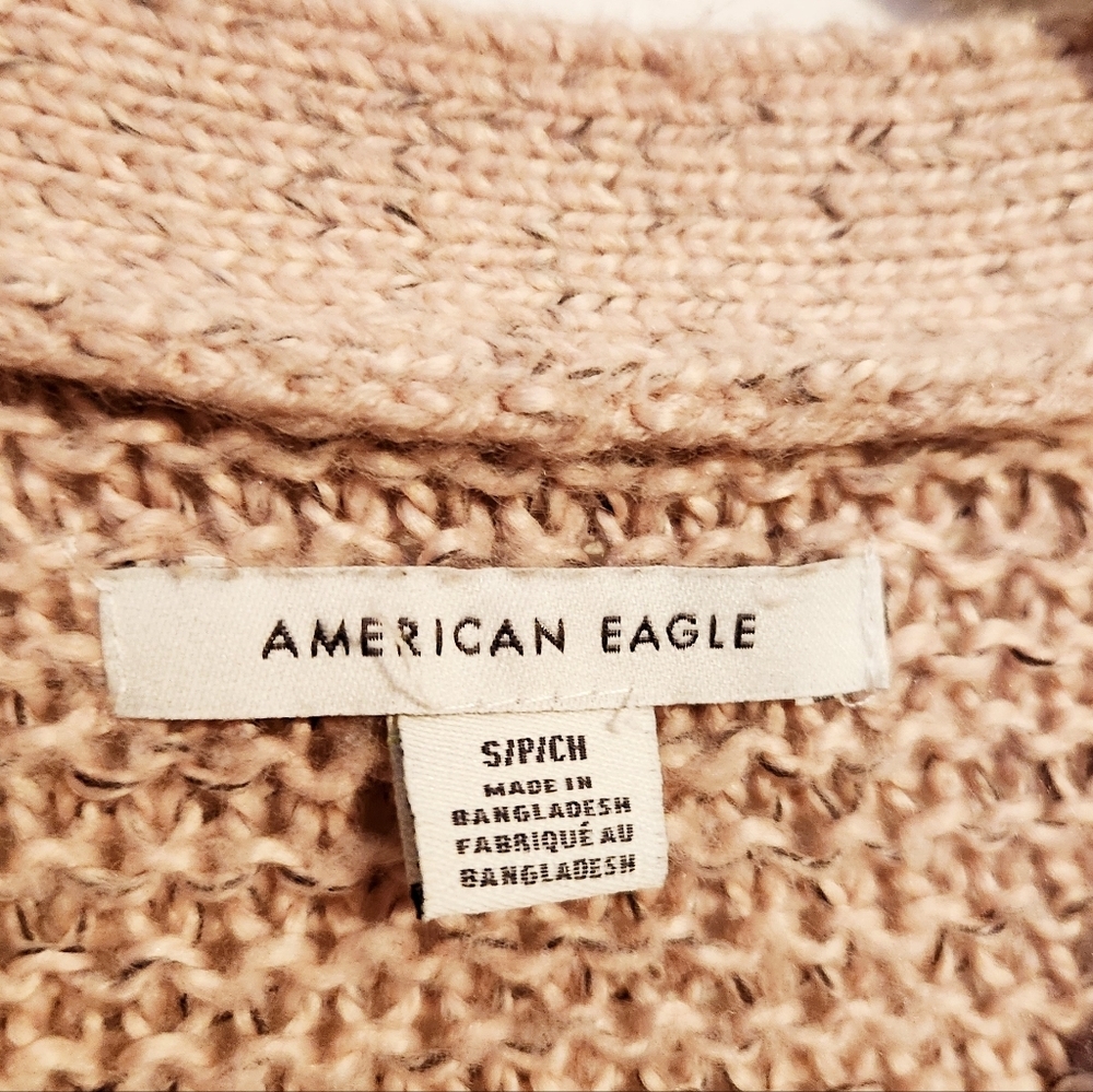 American Eagle | Women's Cropped Pink Cardigan Button-Down Sweater (Size Small) - Picture 2 of 14